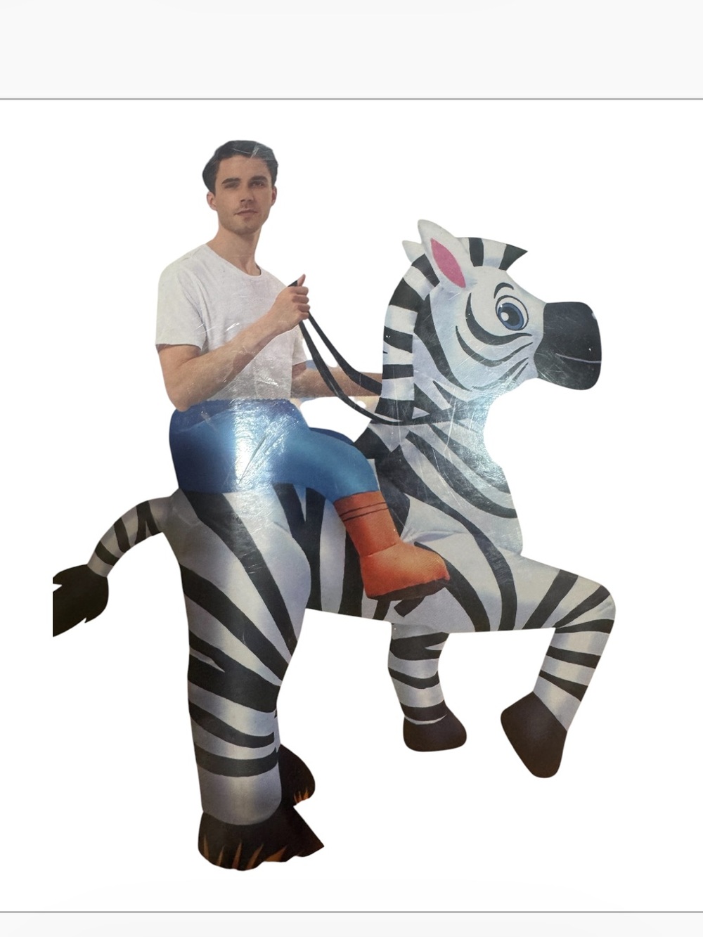 Inflatable adult ride on zebra Halloween costume size large